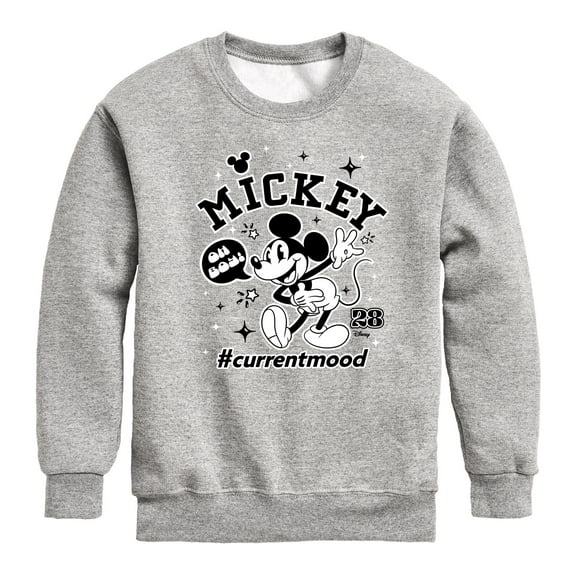 Disney - Mickey Mouse - Oh Boy Hashtag Current Mood - Youth Crewneck Fleece Sweatshirt