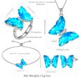 thumbnail image 6 of Blue Butterfly Jewelry Sets 5PCS, Necklace Earrings Bracelet Ring March Birthstone Jewelry Set Aquamarine Crystal Sterling Silver Women Mother's Day Gift, 6 of 6