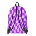 thumbnail image 3 of Purple Wavy Checkered Pattern Backpack for School, Cute School Bag with Adjustable Shoulder Straps and Padded Back, 15.7"x11.8"x5.5", 3 of 5