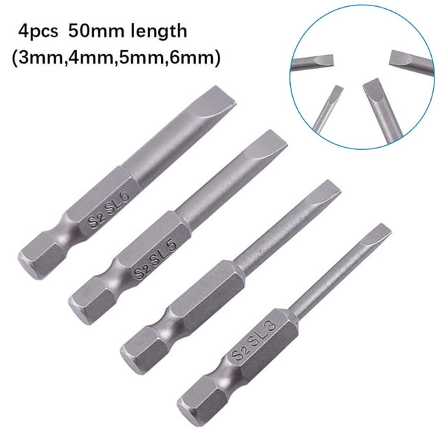 Embouts de Tournevis 4 Pcs 50Mm Acier Allié Sl3.0 Sl4.0 Sl5.0 Sl6.0 pour Perceuse Électrique Tournevis Haute Qualité