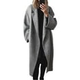 thumbnail image 2 of Womens New Autumn Winter Woolen Coat Fashion Versatile Long Trench Coat Grey XXXL YIWEI, 2 of 6
