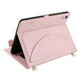 thumbnail image 6 of for iPad Air 11" 2024 Crossbody Case, for iPad Pro 11" 2022/2021/2020/2018, PU Leather Flip Cover with Card Holder Zipper Pocket Stand Lanyard Pen Slot for iPad Air 5th/4th Gen 10.9" 2022, Pink, 6 of 11