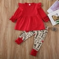 thumbnail image 2 of Kiapeise Toddler Girl Valentines Day Clothes Long Sleeves Ruffle Tunic Dress Top Love Heart Print Pants Trousers Outfit Set, 2 of 7