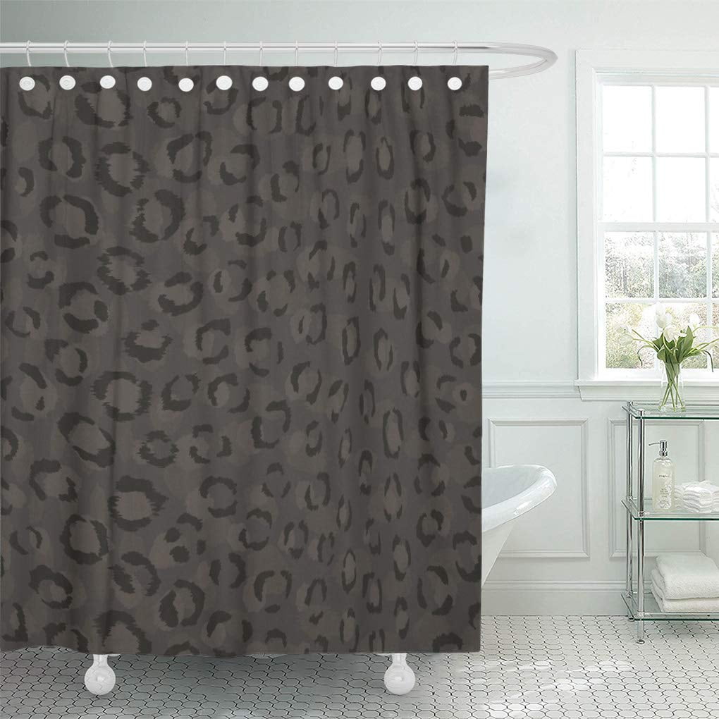 Libin Pattern Cool Black Cheetah Monogram Leopard Masculine Sophisticated Shower Curtain 66x72 inch