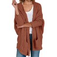 thumbnail image 2 of Long Sleeve Women's Open Front Batwing Fuzzy Knit Sweaters Chunky Cardigan, 2 of 8