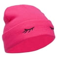 thumbnail image 4 of Eyelashes Embroidered 12 Inch Long Beanie - Magenta OSFM, 4 of 5