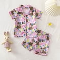 thumbnail image 5 of Laipiong Girls Summer Pajama Sets 2026 Happy Easter Bunny Egg Print Short Sleeve Top and Shorts Homewear Sleepwear Outfit for Toddlers Kids, 5 of 9