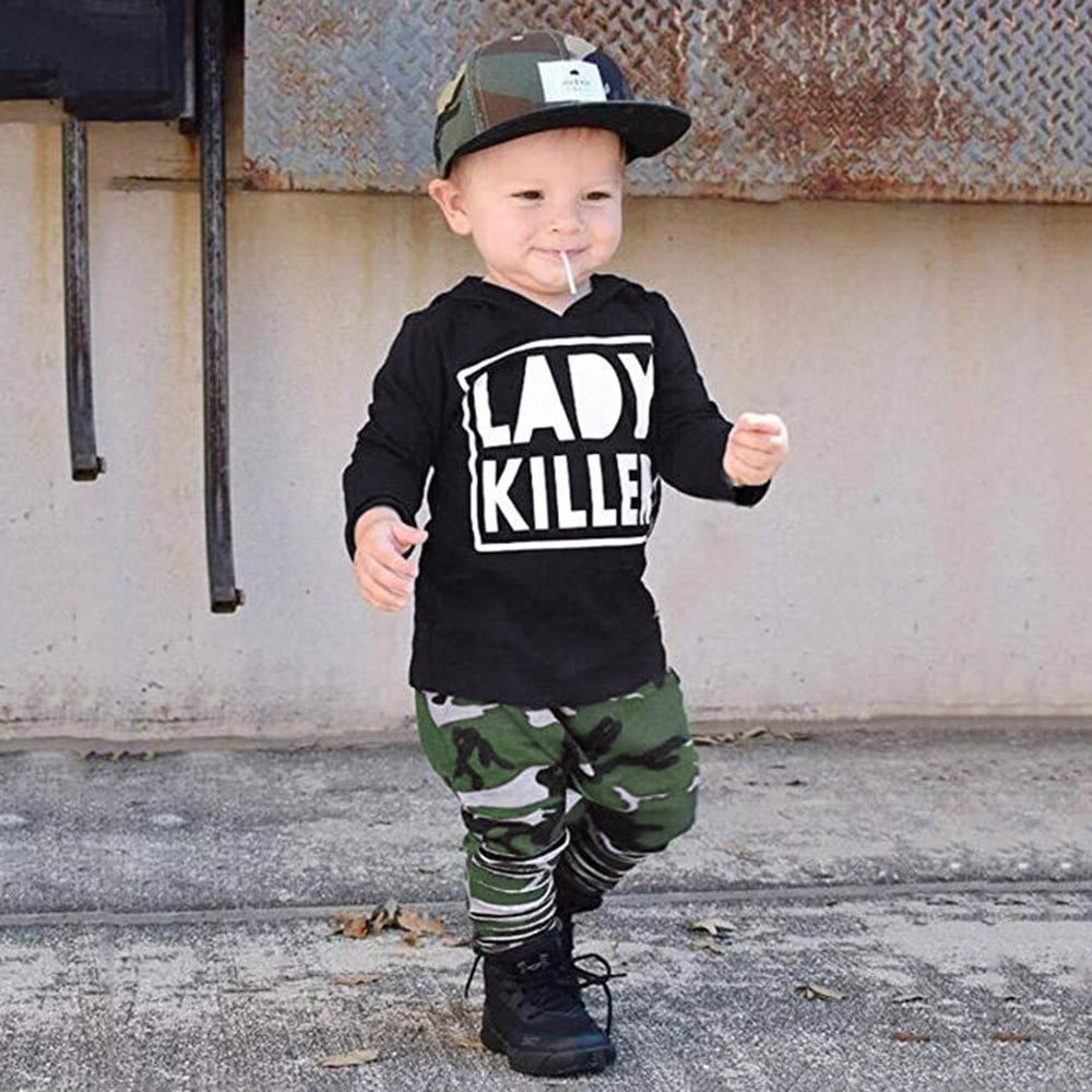 Toddler Infant Baby Boys Kids Clothes Camouflage Hoodie Tops Long Pants Outfits 