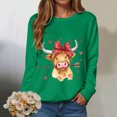 thumbnail image 2 of vigerkar Cow Valentine's Sweatshirt, Pink Heart Cow Sweater, Cute Crewneck Pullover for Women (Green, M), 2 of 9