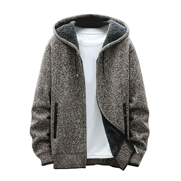Lolmot Mens Jacket Classic Solid Color Knitted Sweater Cardigan Sweater Slim Jacket