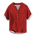thumbnail image 1 of TSADFHJI Chemises pour Hommes Hiver Chemise Décontractée d'Été pour Hommes Blouse Imprimée Manches Courtes Col Rabattu Bouton Mode Chemise Haut L Rouge, 1 of 3