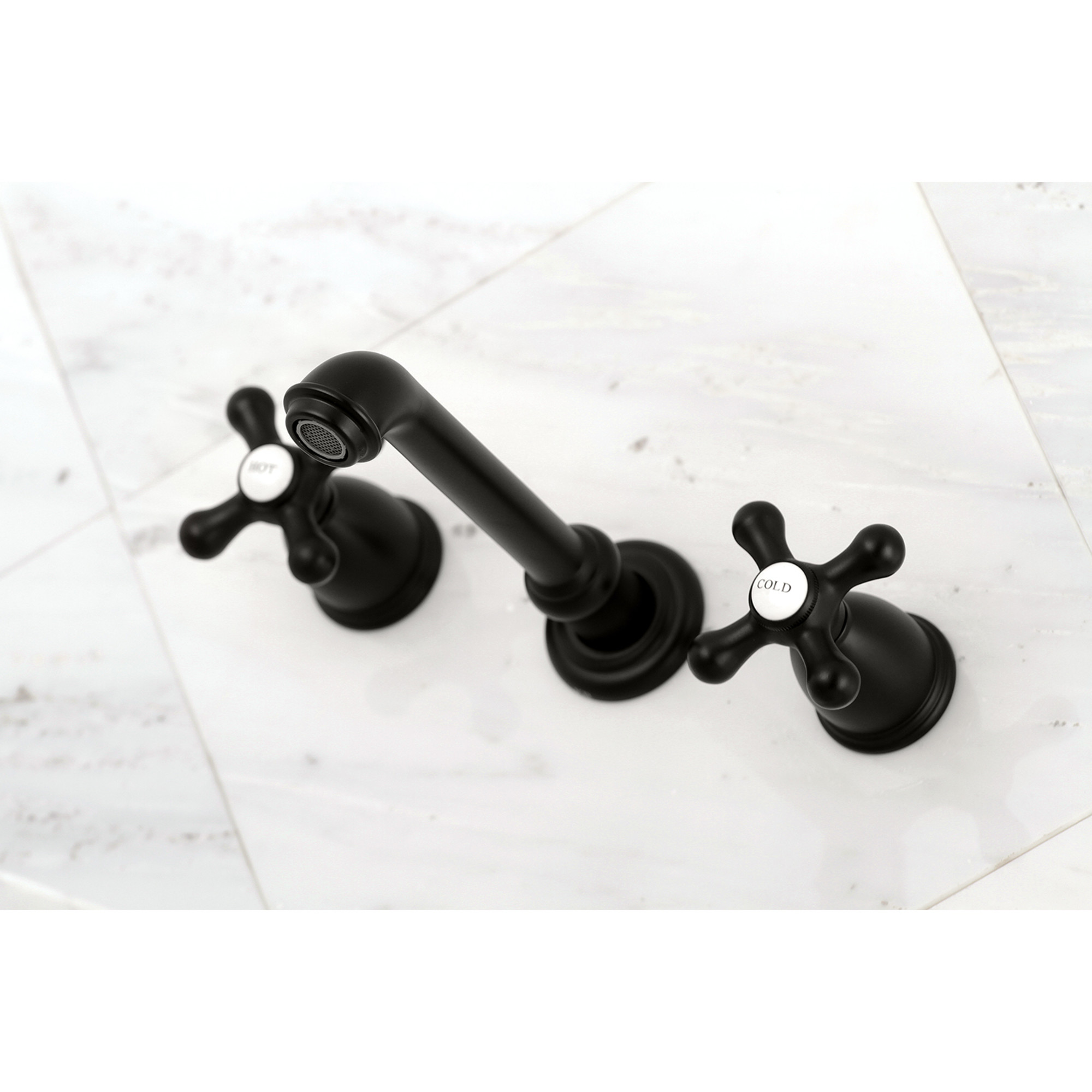 Kingston Brass KS7020AX English Country Two-Handle Wall Mount Roman Tub Faucet, Matte Black