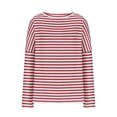 thumbnail image 4 of ABATAB Womens Striped Long Sleeve Shirt Round Neck Tops Casual Loose Tshirts Fall Basic Tops, 4 of 7