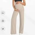 thumbnail image 6 of bbymog Maternity Pants for Work Solid Color Casual Maternity Wide Leg Pants High Waisted Pregnancy Pants for Women Beige-3 M, 6 of 8