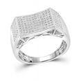 thumbnail image 2 of 10kt White Gold Mens Round Pave-set Diamond Rectangle Concave Cluster Ring 1/2 Cttw, 2 of 2