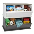 thumbnail image 5 of Badger Basket Children's Stackable Wooden 3-Bin 33 gal Toy Storage Cube, Charcoal & Gray, 5 of 10