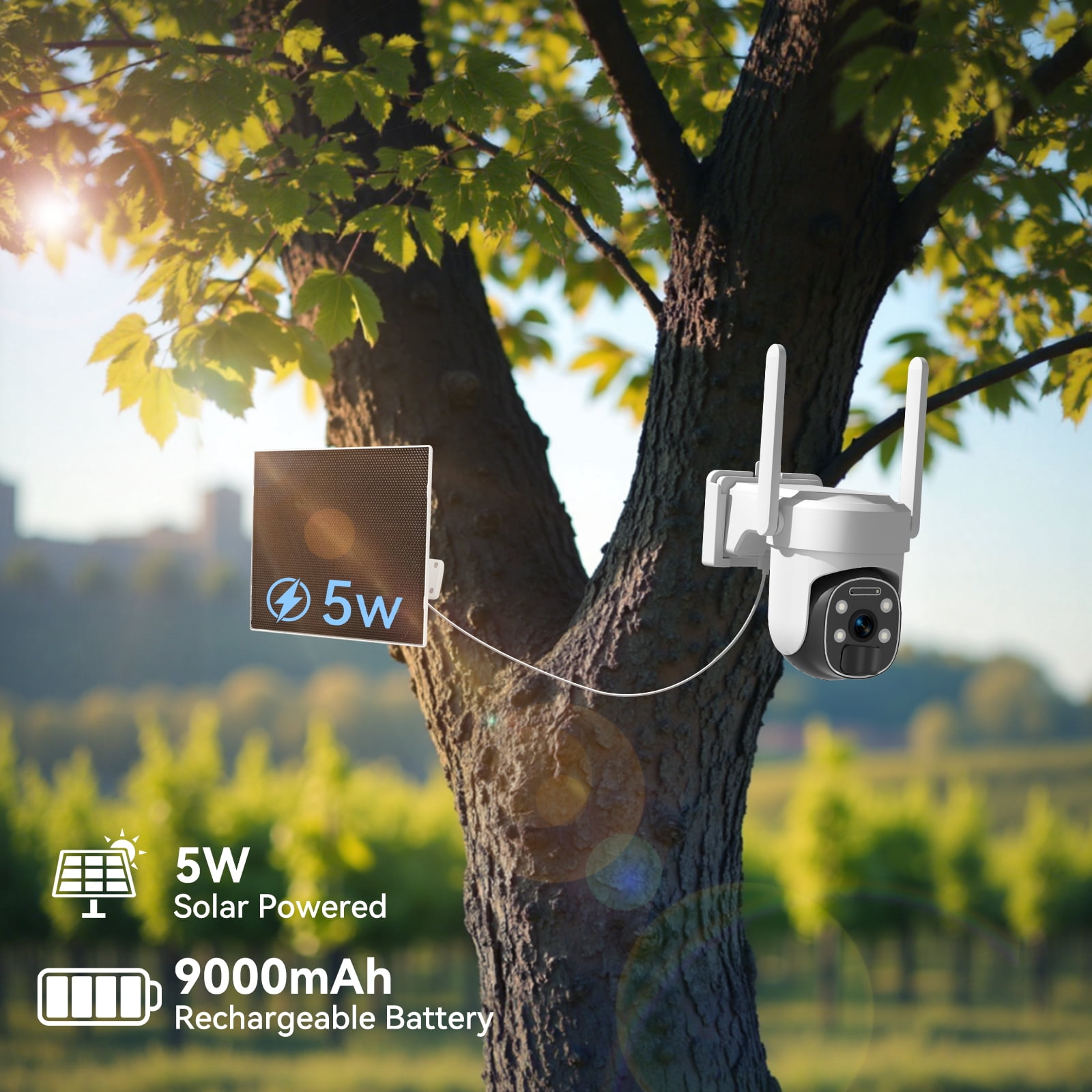 4G LTE Cellular Security Camera Outdoor with 32G TF card, 2K No WiFi Solar Camera Outdoor Wireless Color Night Vision, Cellular Cameras for Security 360° Viewing, PIR Motion Sensor,2Pack