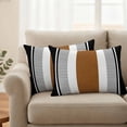thumbnail image 2 of Modern Brown Black Outdoor Pillow Covers, Waterproof Decorative Throw Pillowcases Set of 2, Boho Contemporary Geometric Striped Couch Cushion Cases with Zipper for Outside Patio Garden Sofa 20"x12", 2 of 9
