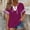 Purple, variant on GZWYHT Women Lace Up V Neck Striped Short Sleeve T Shirt, Tie Dye Wash Loose Casual Baseball Stripe Tee, Soft Breathable Relaxed Fit Everyday Top Black L
