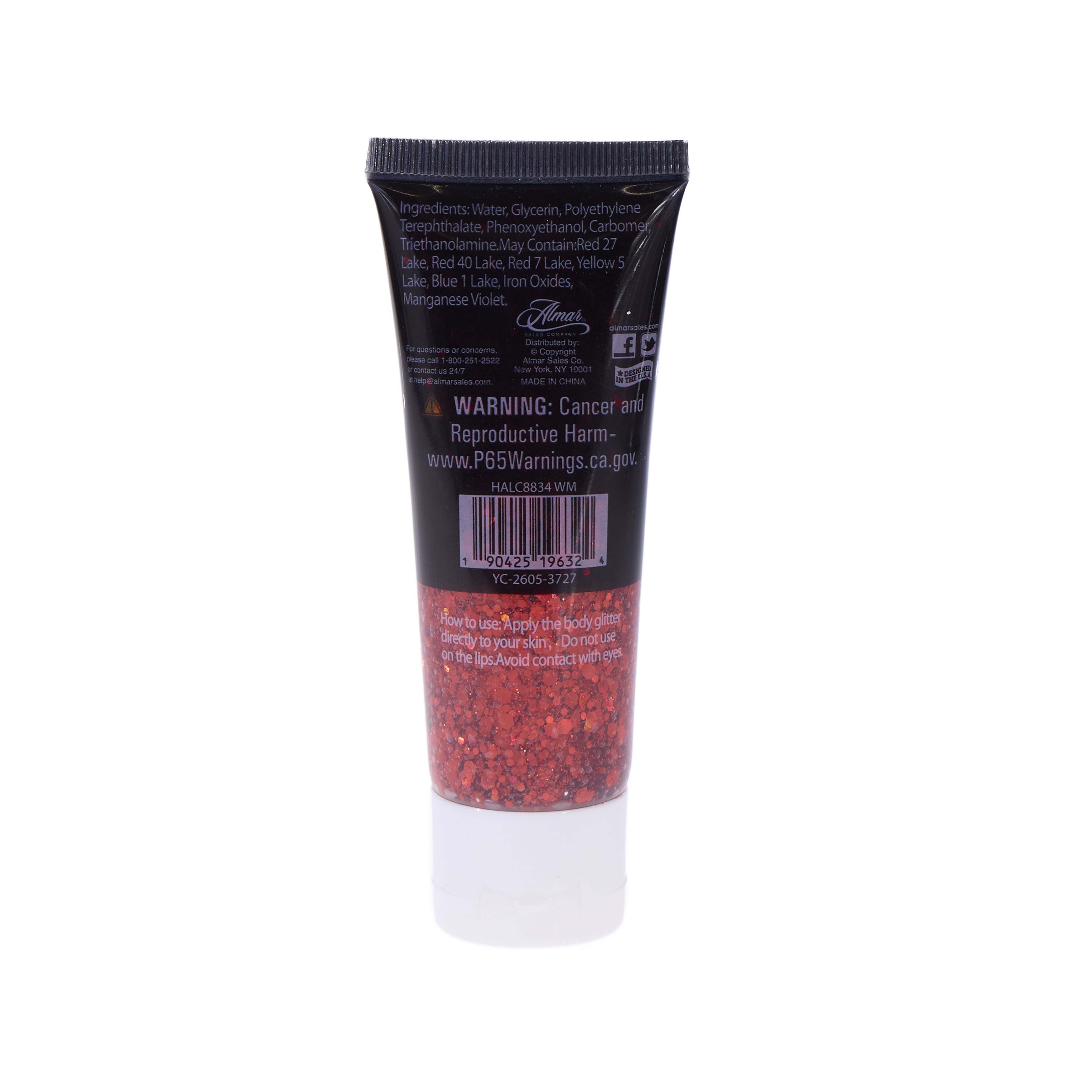 Expressions Chunky Body Glitter Gel Spout Pouch for Face & Hair - Red