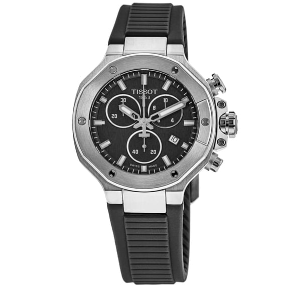 Tissot T-Race Chronograph 38mm Black Dial Rubber Strap Men's Watch T141.817.17.051.00
