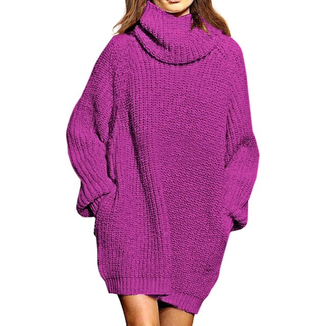 LAICAIW Robe Chandail Longue Ample à Col Roulé Oversize pour Femmes