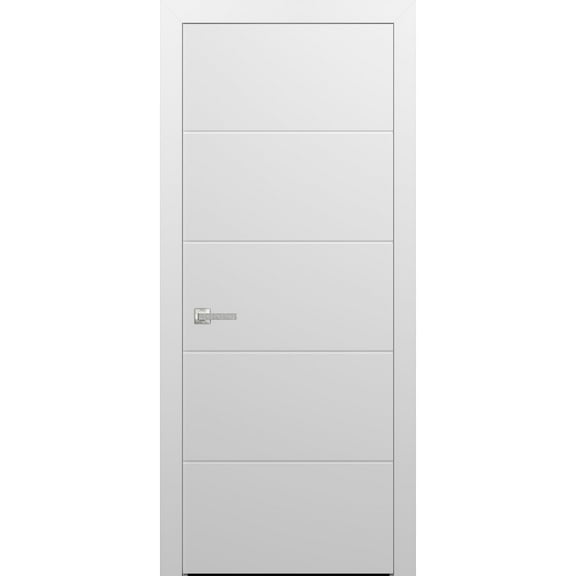 Modern Wood Interior Pre-Hung Door with Hardware | Planum 0770 White Silk | Single Panel Frame Trims | Bathroom Bedroom Sturdy Doors-24" x 80"