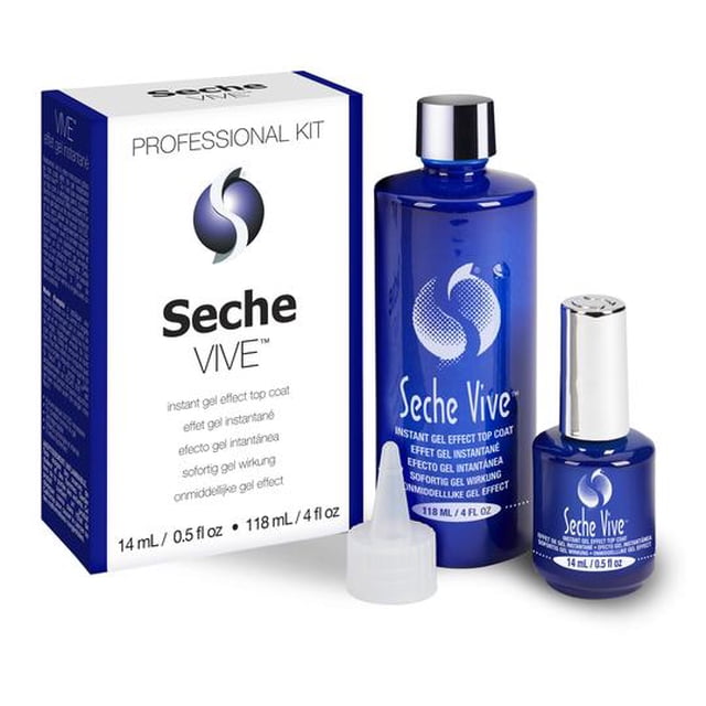 Seche Vive Professional Kit -Int'l (4 oz refill & .5 oz) Seche Top para esmalte efecto gel tamaño profesional