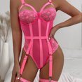 thumbnail image 4 of Lencería sexy de una pieza con encaje de jacquard calado para mujer, 4 of 5