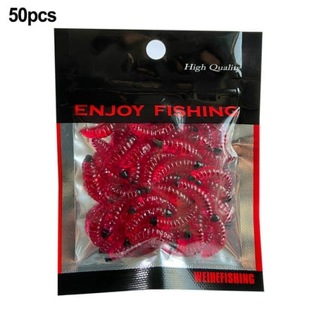 50pcs 2cm 0.3g Fishing Bait Breadworm Set Maggot Soft-Bait Grub Lure Smell Worms Glow Shrimps Fishing-Bread Fishing Tool