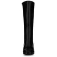 thumbnail image 3 of BLISSFUL STEP Women's Boots Round Toe Block Heels Knee High Solid Side Zipper Boots Black 5.5, 3 of 7