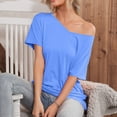 thumbnail image 2 of Xihbxyly Plus Size Blouses for Women, Womens Oversized Cold Shoulder Blouse Short Sleeve V Neck Tops Casual Summer Shirt Tops Soft Loose Tops, 2 of 7