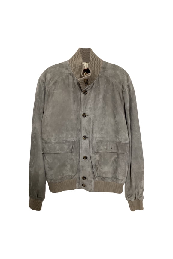 Pre-Owned Loro Piana Bomber Jacket in Grey Suede