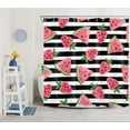 thumbnail image 3 of Country Pink Strawberry Shower Curtain for Bathroom, Summer Tropical Cool Fruit Watermelon Fabric Shower Curtain with Hooks,Black and White Striped Bathroom Curtain Shower Set, 72" W x 84" L, 3 of 6