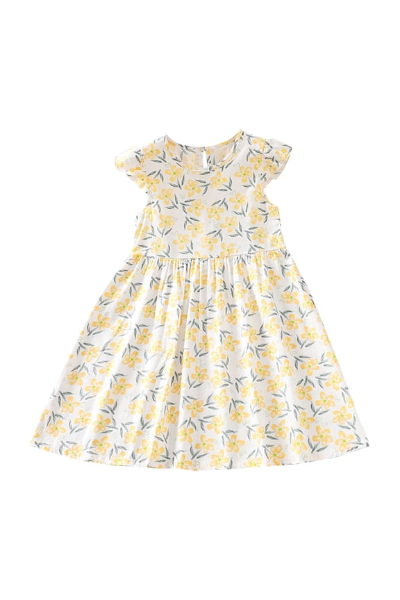 Summer Baby Girls Printed Sleeveless Dress,Toddler Graphic Print Sundress, Perfect for Playdates, Birthday, Beach, Casual Daily Wear, Multicolor Clothing 3Y-9Y