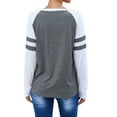 thumbnail image 5 of Women Stripe Splice Long Sleeve Crew Neck Shirt, 5 of 5