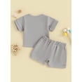 thumbnail image 3 of Infant Baby Shorts Set, Short Sleeve Crew Neck T-shirt with Elastic Waist Shorts 2-piece Outfit, 3 of 8