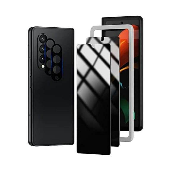 Samsung Galaxy Z Fold 4 Privacy Screen Protector - 2 Pack Tempered Glass   Camera Lens Protector, Anti-Scratch, Anti-Spy