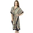 thumbnail image 2 of Bimba Printed Kaftan Classy Beach Coverup Kimono Sleeve Cotton Caftan, 2 of 7