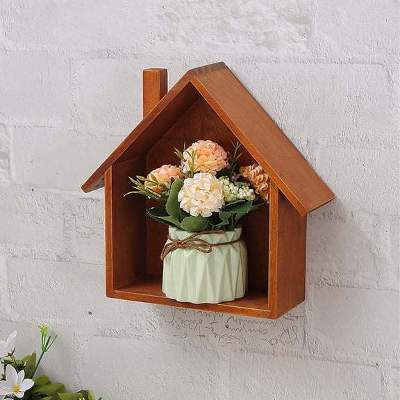 Wall Shelf, Decorative Shelving Unit, Cute Little House Wall Shelf For Solid Wood Walls Children's Room Kindergarten Dining Room, Wooden Storage Display Stand
