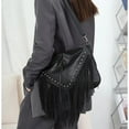 thumbnail image 4 of Sac à Épaule Décontracté à Rivets et Franges pour Femmes, Sac Bandoulière Hippie en Cuir Végane Souple Sac Hobo, 4 of 25