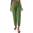 thumbnail image 3 of Sngxgn Women Casual Pants Straight Leg Drawstring Elastic Waist Loose Comfy Trousers with Pockets(Green,XXL), 3 of 8