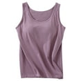 thumbnail image 5 of Womens Tank Tops with Built in Bras Soft Lightweight Scoop Neck Plain Fitted Padded Sleeveless Shirt Camisole Tops, 5 of 5