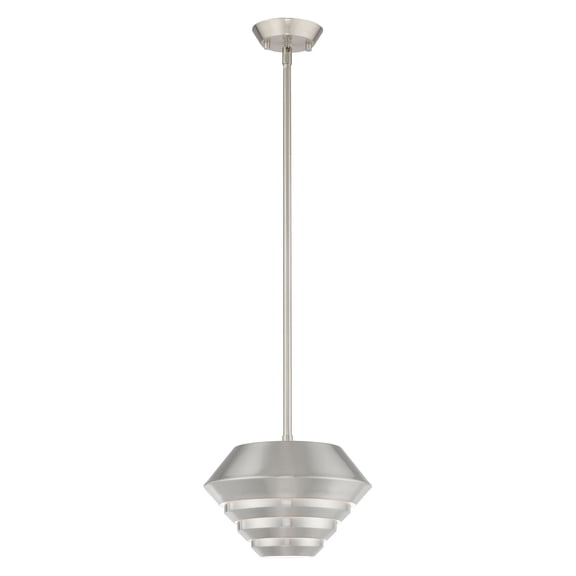 40401-91 Livex Lighting Amsterdam - 1 Light Mini Pendant in Mid Century Modern Style - 10 Inches wide by 16 Inches high-Brushed Nickel Finish