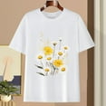 thumbnail image 2 of Sexlip Womens Swimsuit Set Yellow White Floral Print Cover Up Design Crew Neck Short Sleeve Loose Silhouette Lightweight Fabric for Beach Vacations White L, 2 of 3
