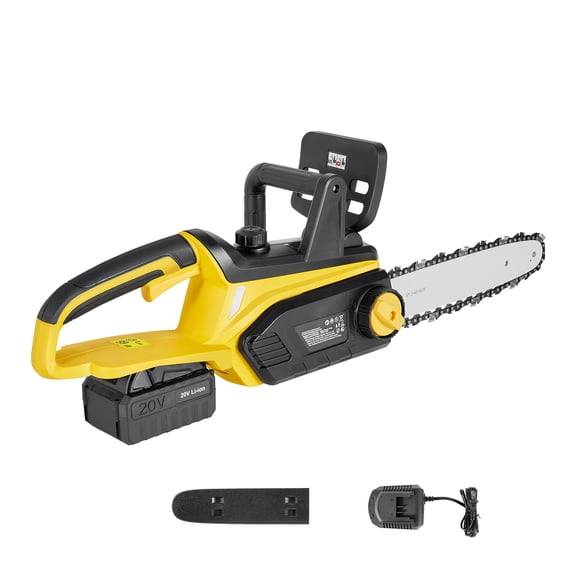 KFFKFF Cordless Chainsaw, 20V 12-Inch Brushless Electric Saw with 4.0Ah Battery and Fast Charger, Lightweight Tool for Tree Cutting, Woodwork, Pruning, and Trimming