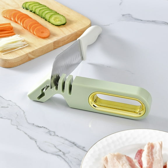 Qnjujn Knife Sharpener, 2 Stage Kitchen Knife and Scissors Sharpener Tool with Non Slip Base, Portable Manual Knife Sharpening Stone for Household Use, Easy Safe Pull Through Sharpener for Blades