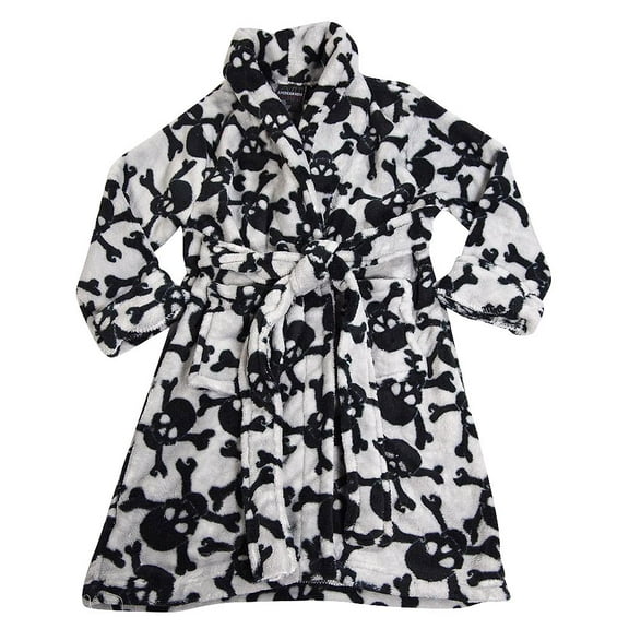 American Hero - Little Boys Soft Plush Cozy Robe 36344-4/5 (grey skulls)