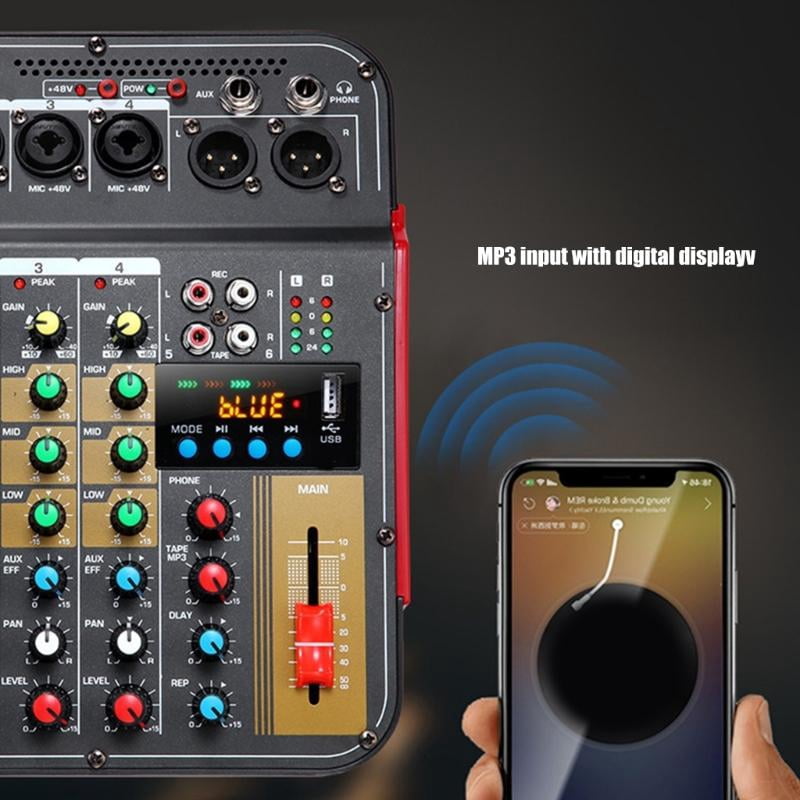 lanema Audios Mixer USB Playbacks 3Band Equalizers for Stage Performances Practice