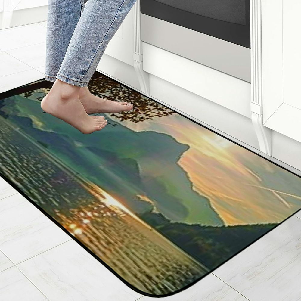 PHYHOO Decorative Door Mat, Door Mat with Non-Slip Rubber Backing, Easy Cleaning, Traps Dirt, Rug for Entry, Patio, Garage - Landscape Lake Nature Water Mountains Bank 19.68*47.24 in